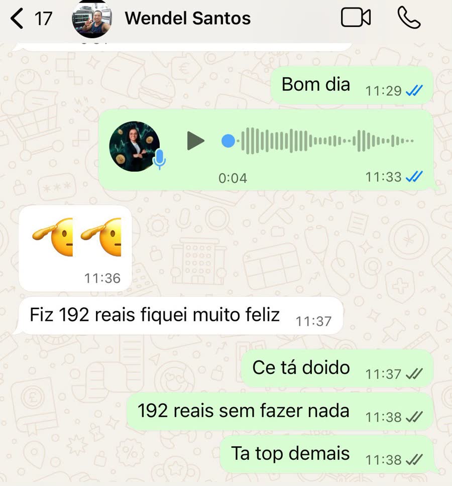 Print de conversa no WhatsApp: R$ 192