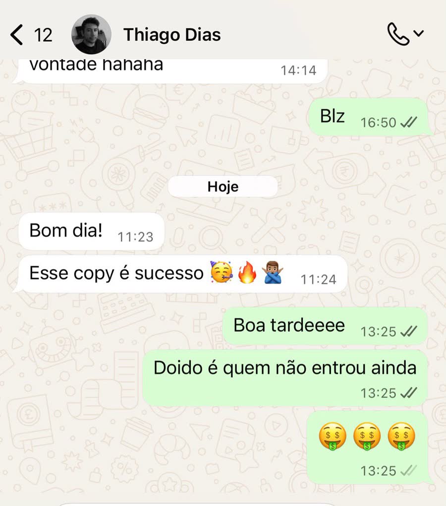 Print de conversa no WhatsApp: Membro